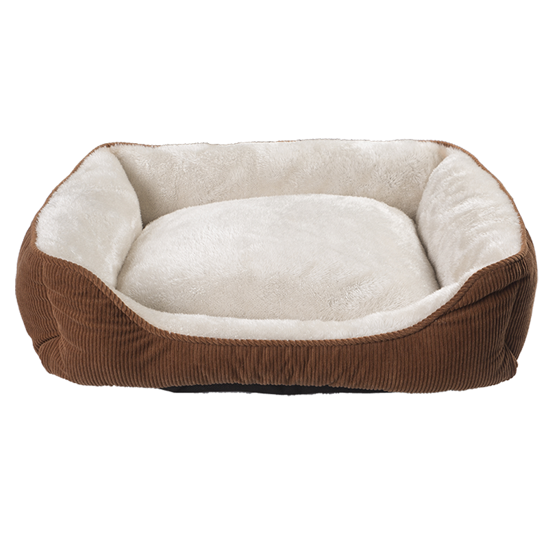 Lit pour chien câlin rectangulaire en velours côtelé HY-03